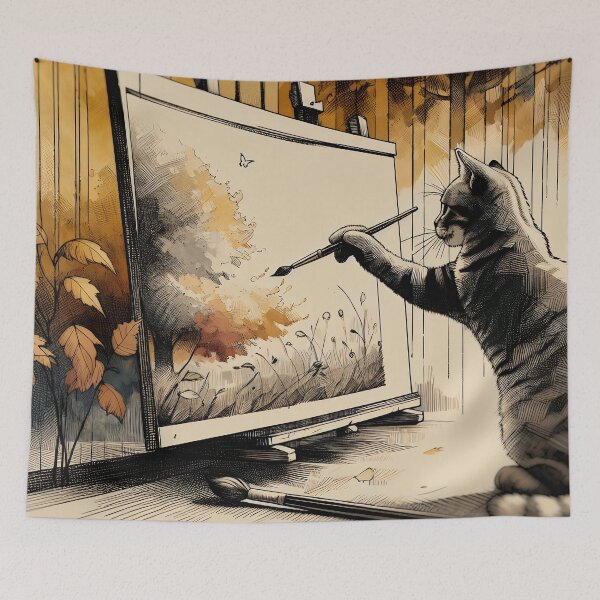 Item preview, Whimsical Feline Brushstrokes in Autumn designed and sold by PictorialWhimsy.