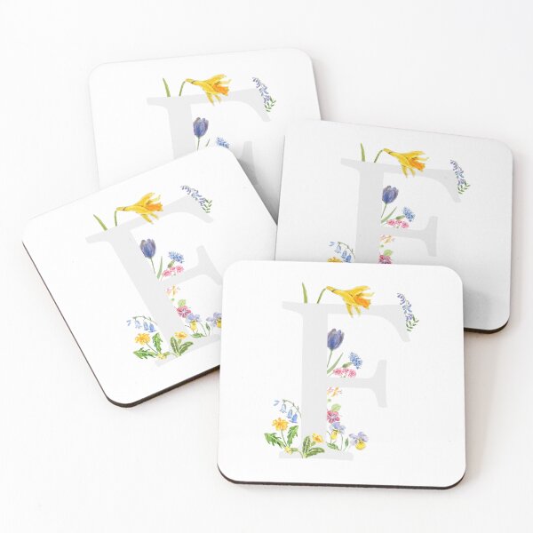 Artikelvorschau, botanisches Monogramm-Alphabet f Wildblumen handgemalt entworfen und verkauft von ColorandColor.