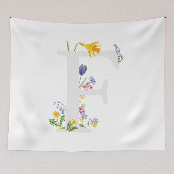 Artikelvorschau, botanisches Monogramm-Alphabet f Wildblumen handgemalt entworfen und verkauft von ColorandColor.