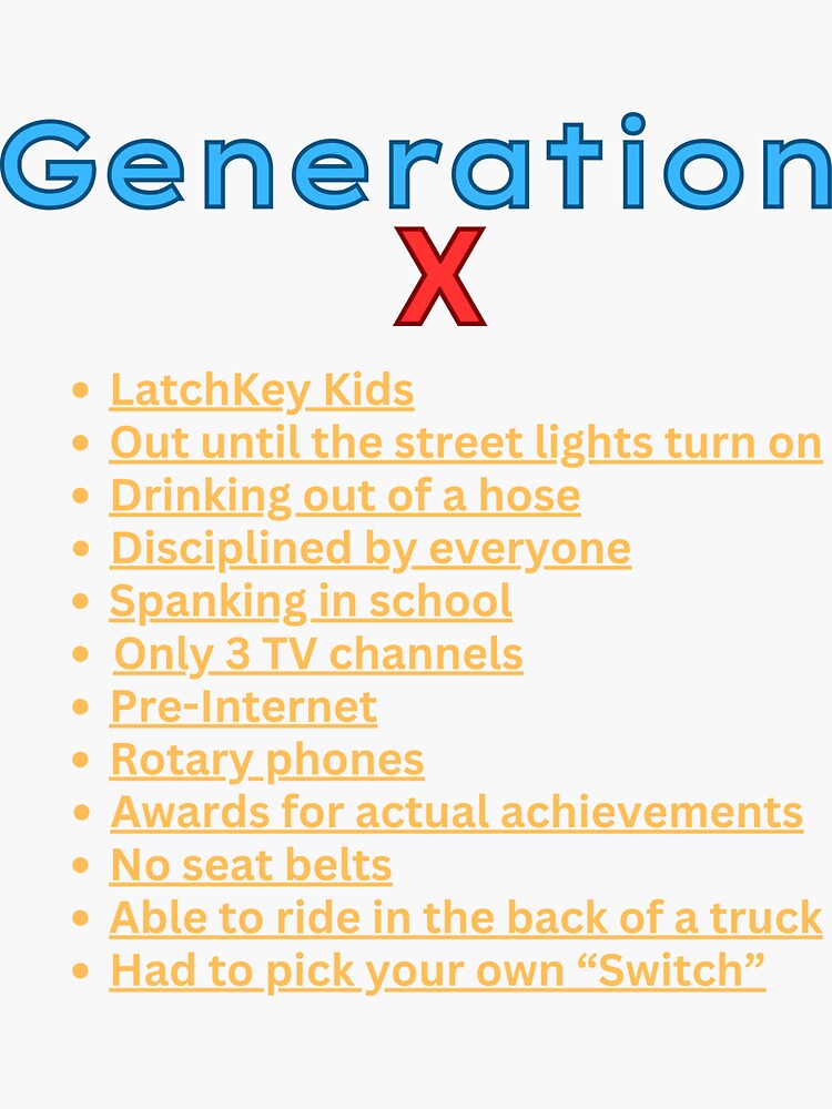 Thumbnail 3 of 3, Sticker, Generation X Life List 1 designed and sold by Joecool68.