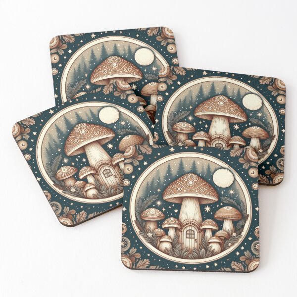 Item preview, Cottagecore Mushroom House little (green, brown, earthy) designed and sold by CoffeeIsATrip.