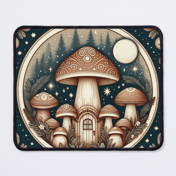 Item preview, Cottagecore Mushroom House little (green, brown, earthy) designed and sold by CoffeeIsATrip.