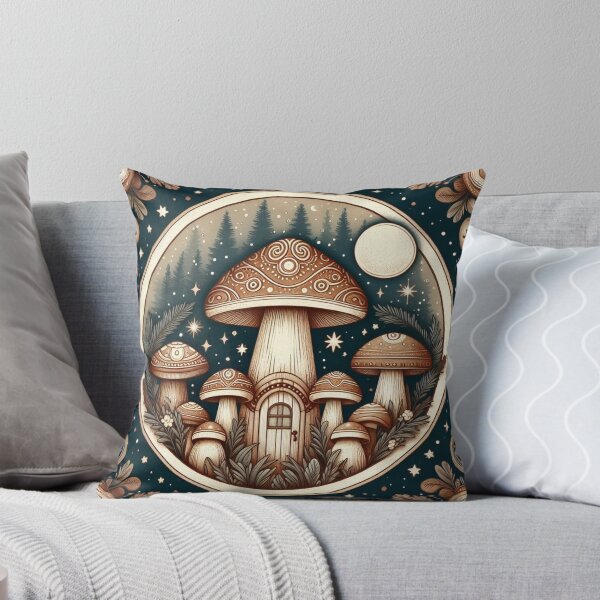 Item preview, Cottagecore Mushroom House little (green, brown, earthy) designed and sold by CoffeeIsATrip.