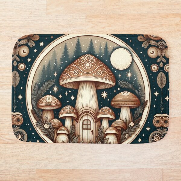 Item preview, Cottagecore Mushroom House pequeña (verde, marrón, terroso) designed and sold by CoffeeIsATrip.