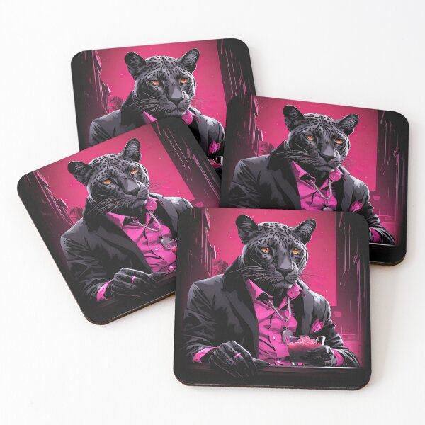 Item preview, classy pink leopard drinking designed and sold by artyficial-.