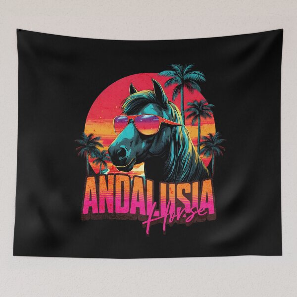 Item preview, Retro Wave Andalusia Horse Miami designed and sold by RedDesignSyc.