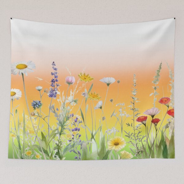 Item preview, Summerbreeze and wild flowers on vibrant sky designed and sold by coloryourwings.