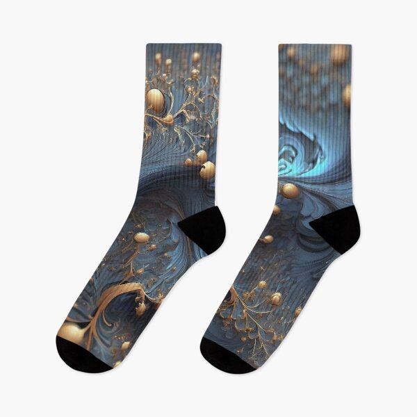 Item preview, Blue and gold fractal pattern. Captivating math art. designed and sold by twisted-dot.