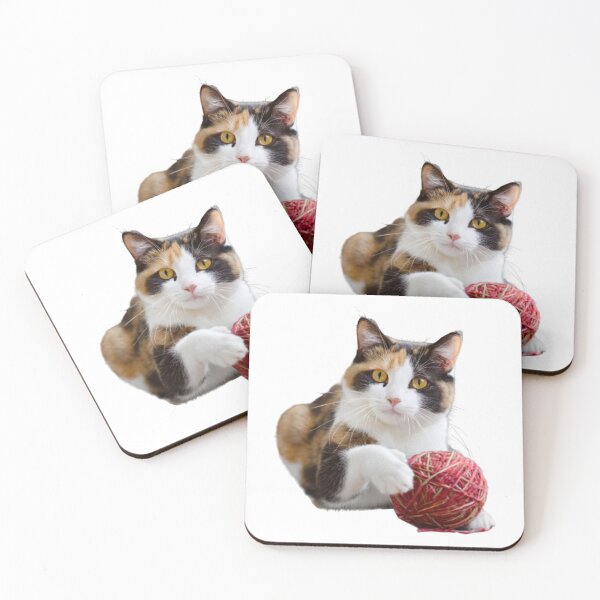 Item preview, bicolor cat Playing with a ball of wool designed and sold by WAJEDART.