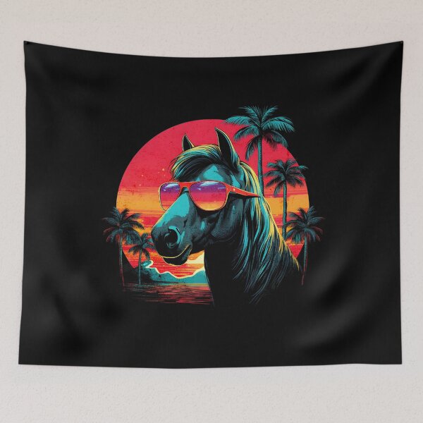 Item preview, Retro Wave Andalusia Horse Good Vibes designed and sold by RedDesignSyc.