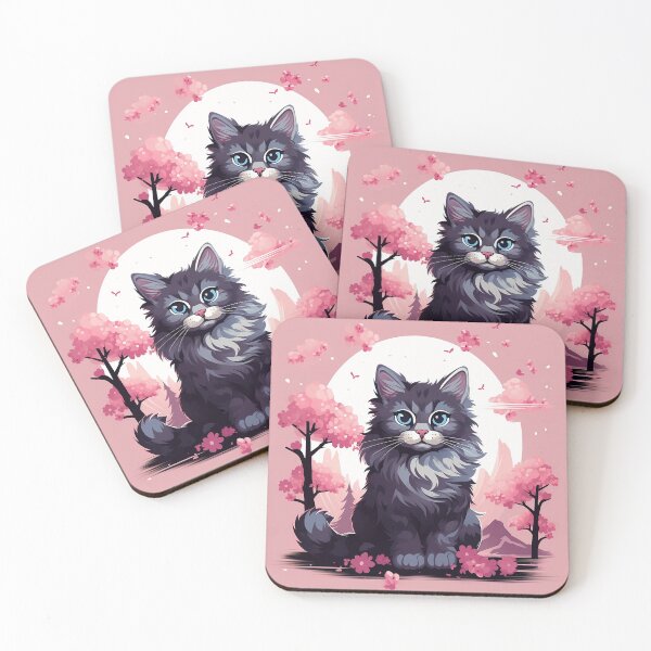 Item preview, Maine Coon Cat with Sakura Trees } Cartoon Inspired designed and sold by Ashburnsmum2018.