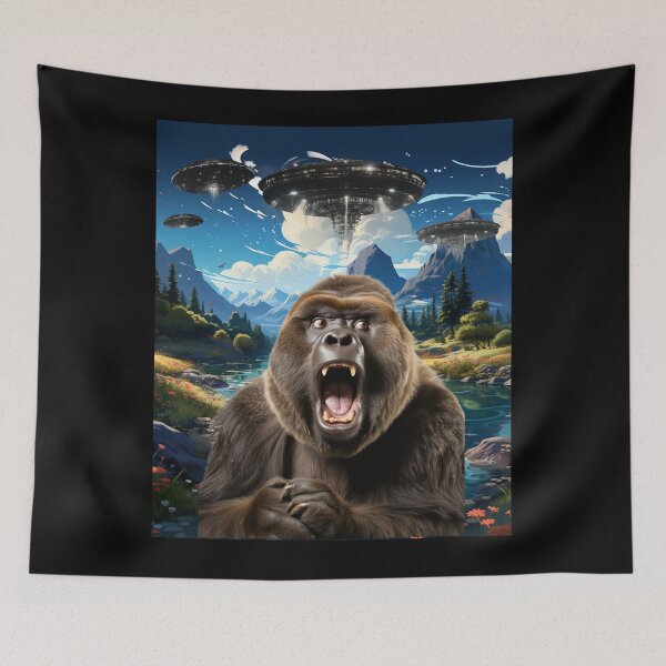 Item preview, Monkey Selfie with UFOs designed and sold by Master-Print.