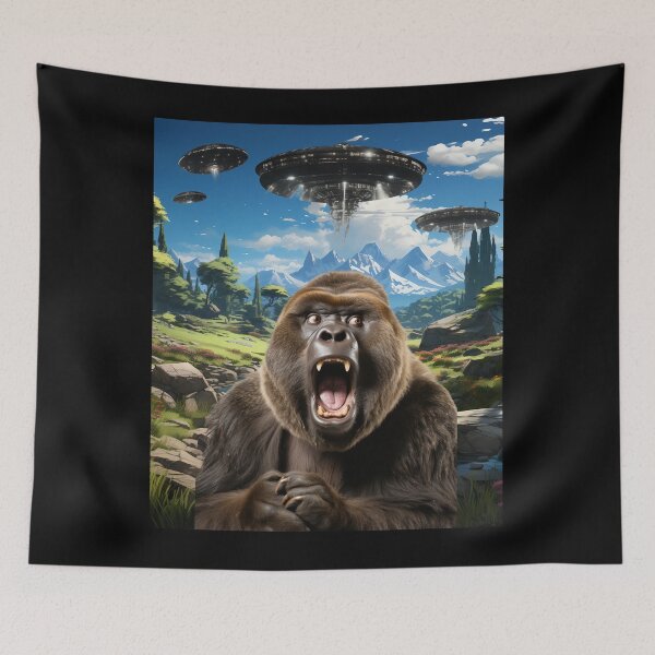 Item preview, Monkey Selfie with UFOs designed and sold by Master-Print.