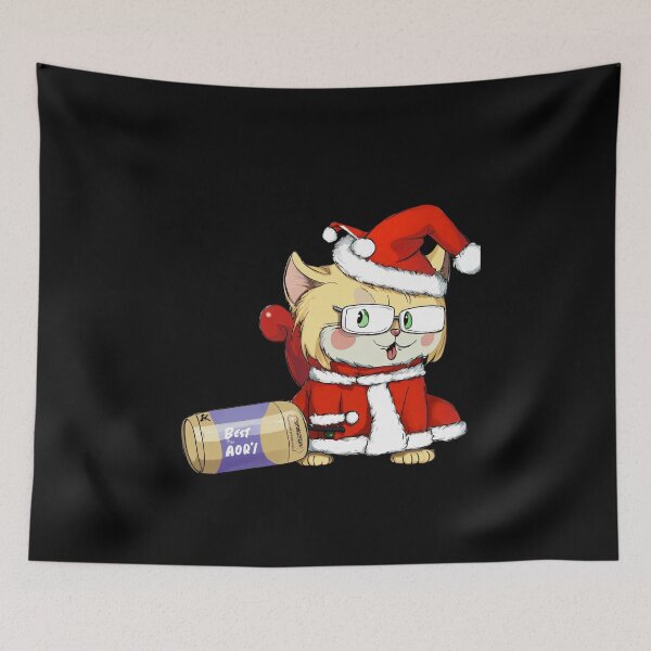 Item preview, Whimsical Elegance: An anthropomorphic cat dons a Santa Claus costume, blonde hair flowing, dragging a 'Pilk' bottle.  designed and sold by OURBYPRODUCTS.