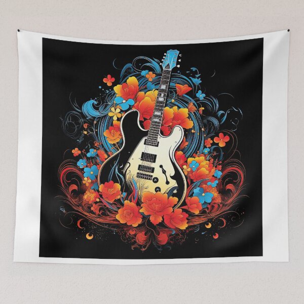Item preview, guitar in flowers designed and sold by artyficial-.