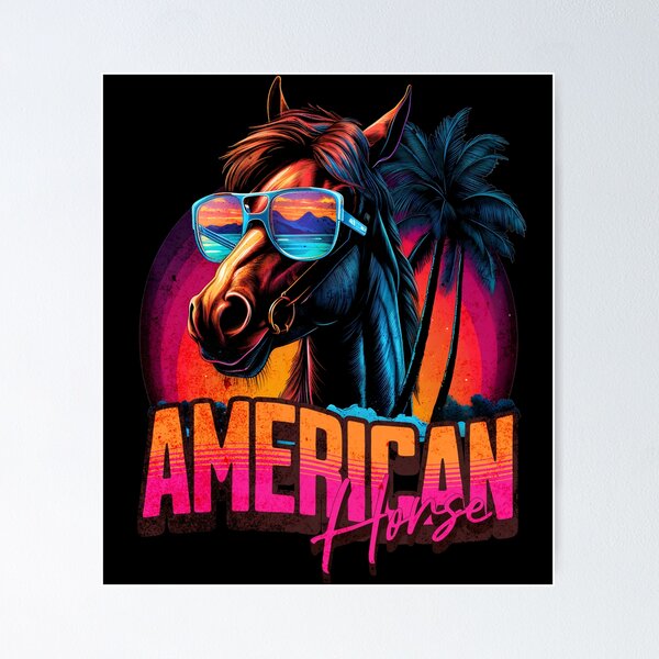 Item preview, Retro Wave American Horse Miami designed and sold by RedDesignSyc.
