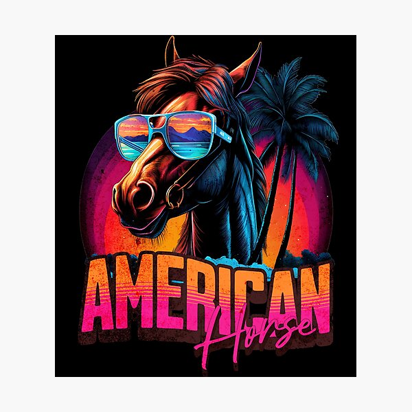 Item preview, Retro Wave American Horse Miami designed and sold by RedDesignSyc.