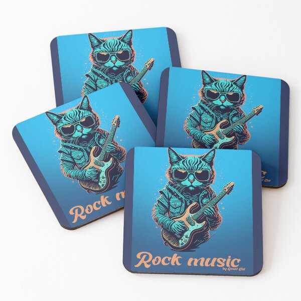 Artikelvorschau, Cartoon-Katze spielt Gitarren-Rockmusik entworfen und verkauft von SwanAndStone.