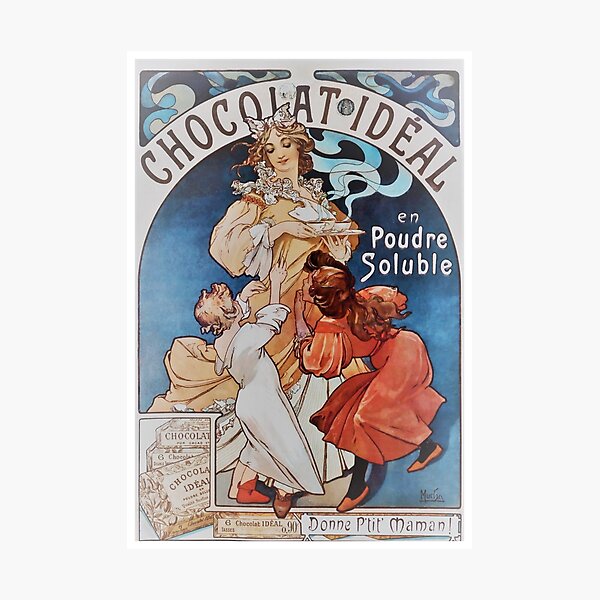 Vintage Alphonse Mucha - Chocolat Ideal 1897 Art Nouveau Photographic Print