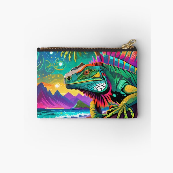 Item preview, Mexican Art Neon Iguana Night at the Beach designed and sold by ThoughtBubbleAp.
