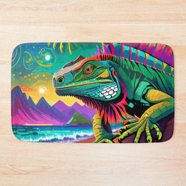 Item preview, Mexican Art Neon Iguana Night at the Beach designed and sold by Que Padre!.