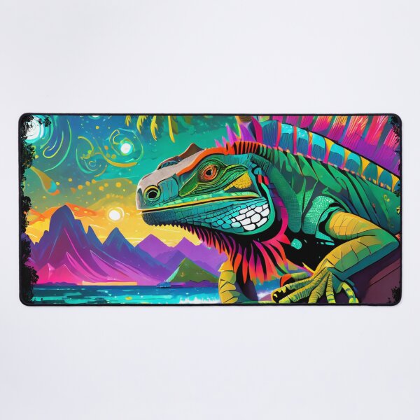 Item preview, Mexican Art Neon Iguana Night at the Beach designed and sold by ThoughtBubbleAp.