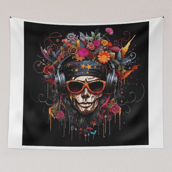 Item preview, skull muertos listening to music designed and sold by artyficial-.