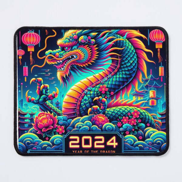 Item preview, Modern Colorful Futuristic 2024 Year of the Dragon designed and sold by visionaryprint.