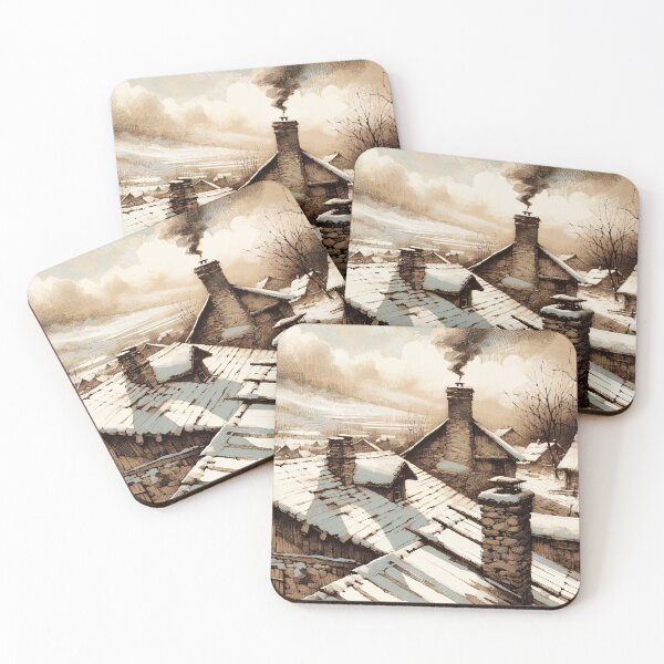 Item preview, Sepia Winter Dream Atop Rooftops designed and sold by PictorialWhimsy.
