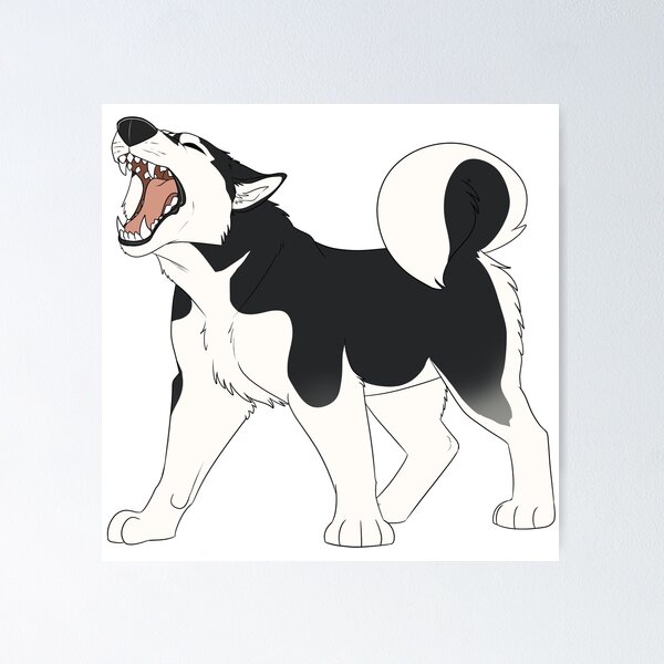 Item preview, Husky siberiano gritando (blanco y negro) designed and sold by CosmicFatality.