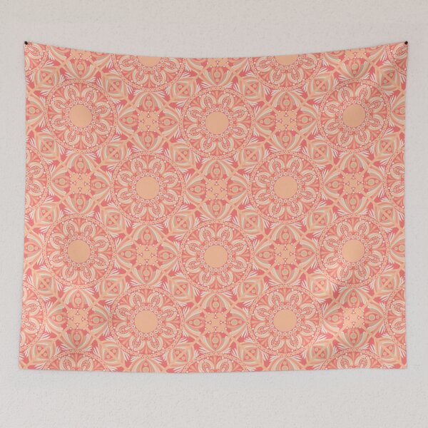 Item preview, Parfait Peach Plethora Dot Mandala Diamond Tile designed and sold by Triplicate Limited.