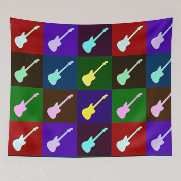 Item preview, Darker Jaguar Style Electric Guitar Warhol Inspired Artwork designed and sold by kakarikihill.