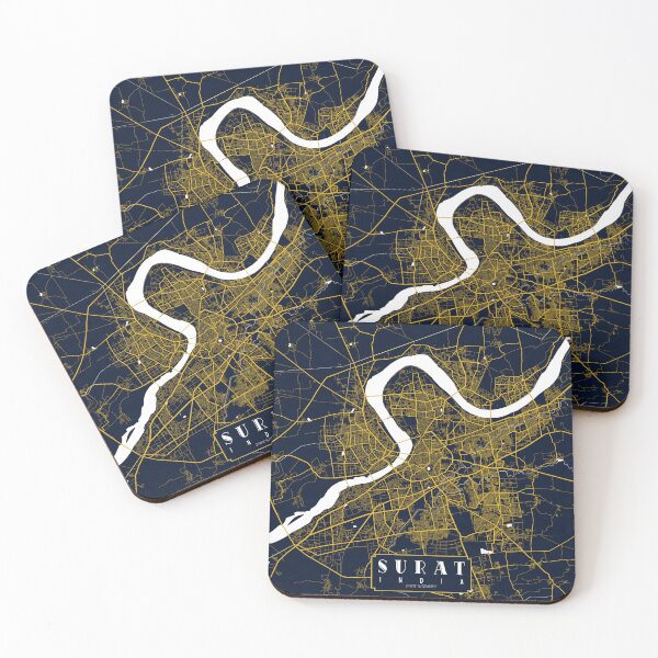 Item preview, Surat City Map of Gujarat, India - Gold Art Deco designed and sold by deMAP.