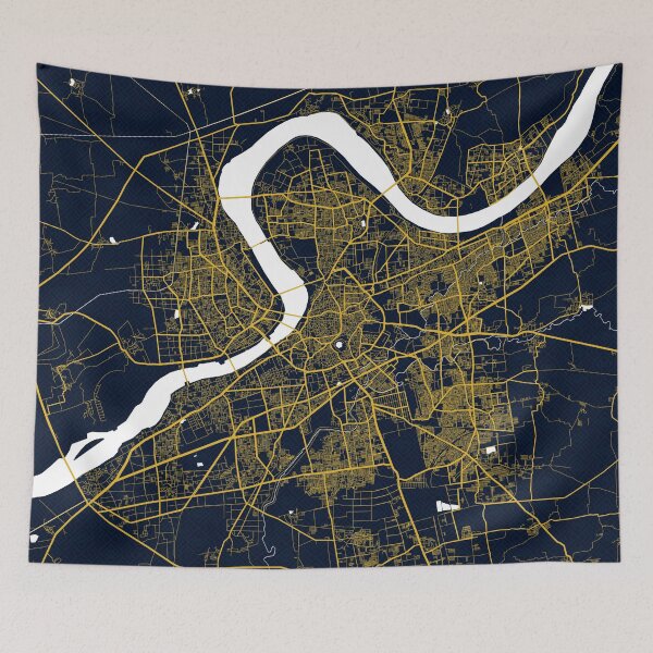 Item preview, Surat City Map of Gujarat, India - Gold Art Deco designed and sold by deMAP.