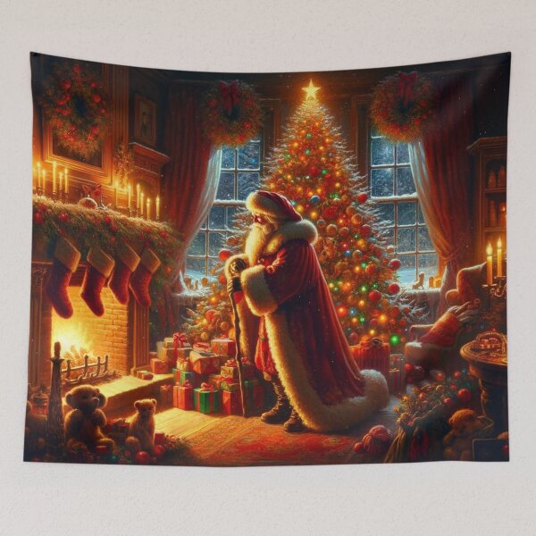 Item preview, Enchanted Christmas Eve - Vintage Holiday Scene with Santa Claus designed and sold by Cris888.