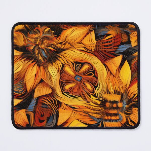 Item preview, Psychedelic Solar Bouquet, Chaotic Blooms, Yellow-Black Flowers, Surrealistic designed and sold by WhiteWolfe0127.