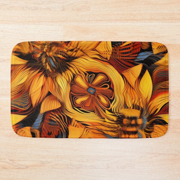 Item preview, Psychedelic Solar Bouquet, Chaotic Blooms, Yellow-Black Flowers, Surrealistic  designed and sold by WhiteWolfe0127.