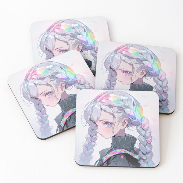 Item preview, Iridescent Soft Pastel Braids Anime Girl designed and sold by bubblegoth.