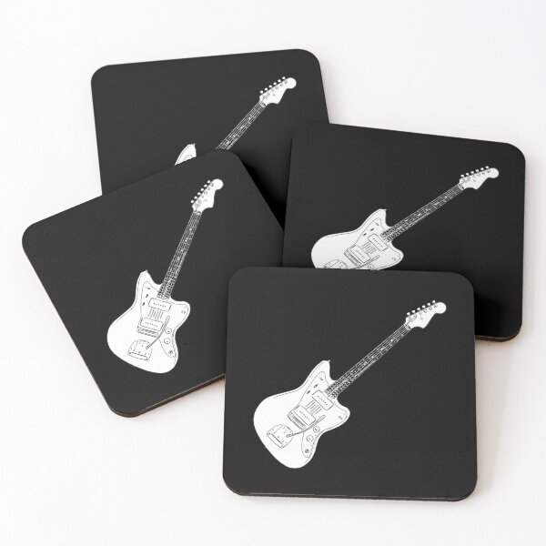 Item preview, Jaguar Style Electric Guitar Black & White Line Art designed and sold by kakarikihill.