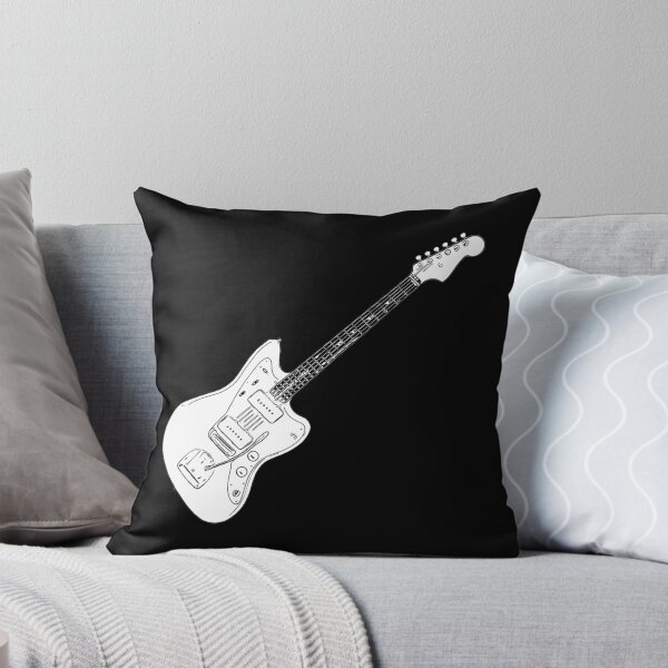 Item preview, Jaguar Style Electric Guitar Black & White Line Art designed and sold by kakarikihill.