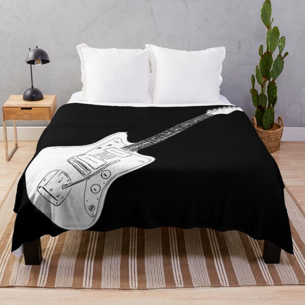 Item preview, Jaguar Style Electric Guitar Black & White Line Art designed and sold by kakarikihill.