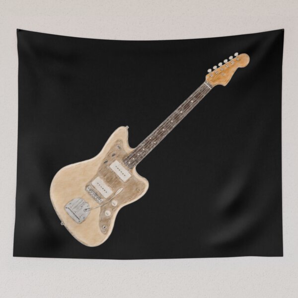 Item preview, Jaguar Style Electric Guitar Cream Pencil Art designed and sold by kakarikihill.
