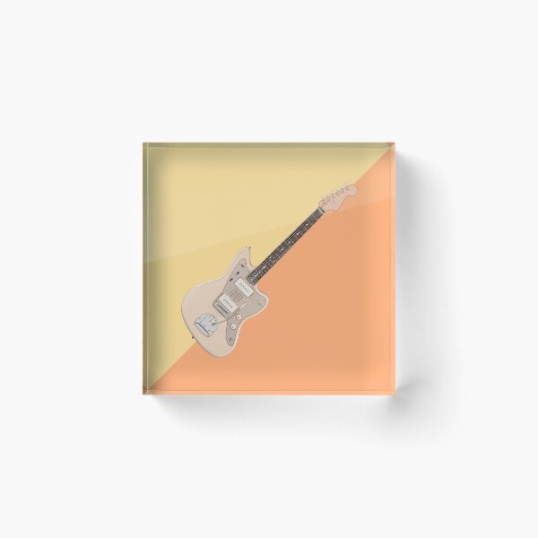 Item preview, Jaguar Style Cream Electric Guitar Diagonal Line Art designed and sold by kakarikihill.