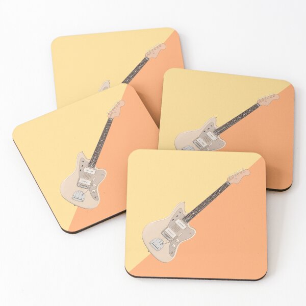 Item preview, Jaguar Style Cream Electric Guitar Diagonal Line Art designed and sold by kakarikihill.