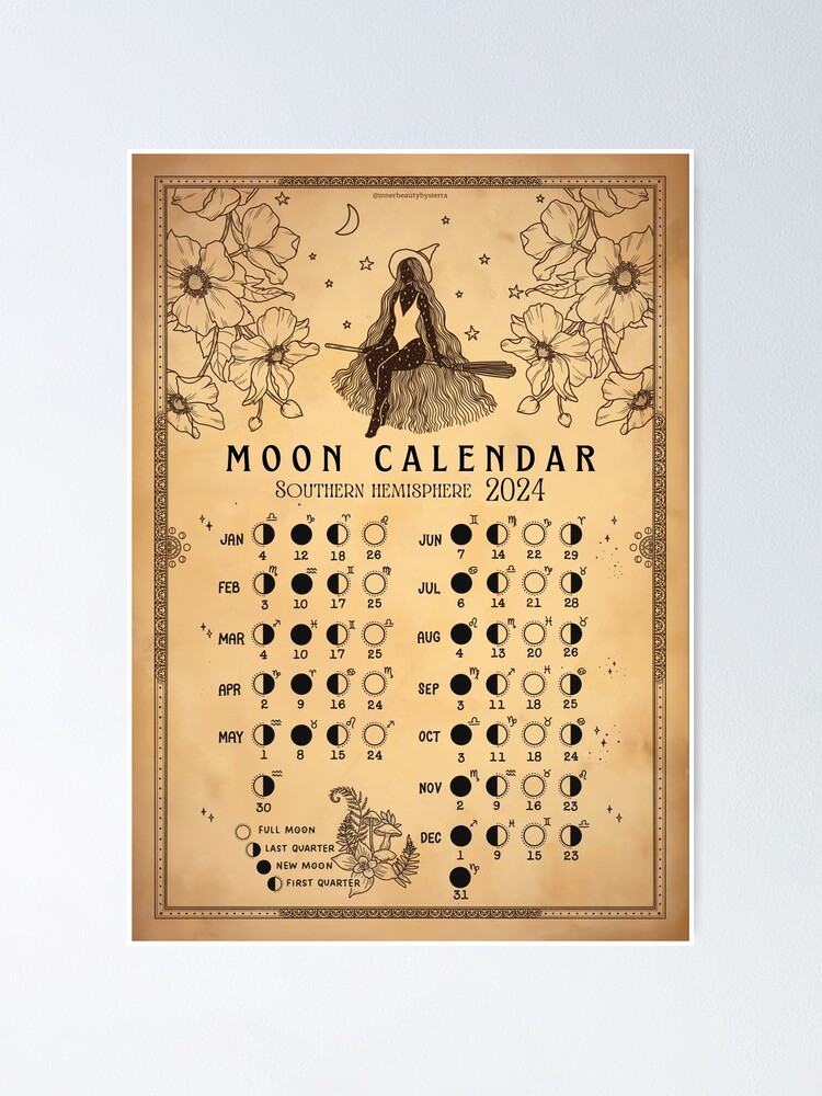 2024 Lunar Calendar With Wooden Stand, Moon Phases Desk Calendar for 2024,  Small Size Desktop Calendar With Celestial Events 