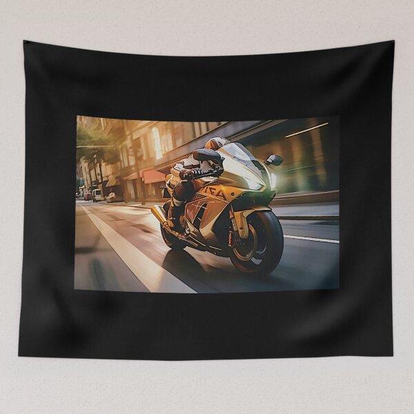 Item preview, Motorcycle speeding through a city, Moto Inspirations designed and sold by Gabi.Media.