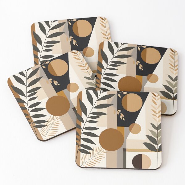 Item preview, Mid Century Botanical Retro Geometric Leaves  Florals Olive, Brown, Cream #1 designed and sold by Prints and Lifestyle.