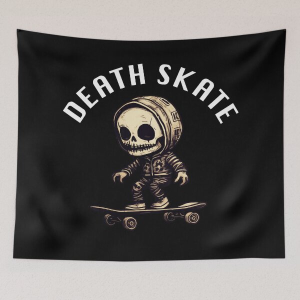 Item preview, Skeleton Skateboarder - Death Skate (White Lettering) designed and sold by VelvetRoom.
