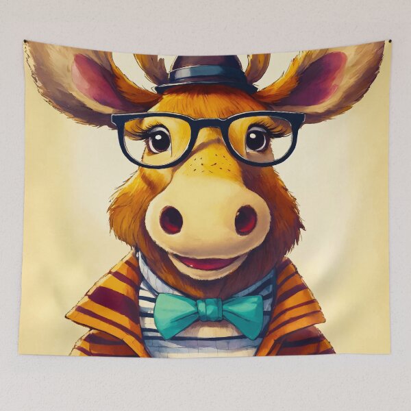 Artikelvorschau, Papa Elch Bowtie Fedora Brille Buchhalter Cartoon Comic Lächeln entworfen und verkauft von Kathryn Creates.