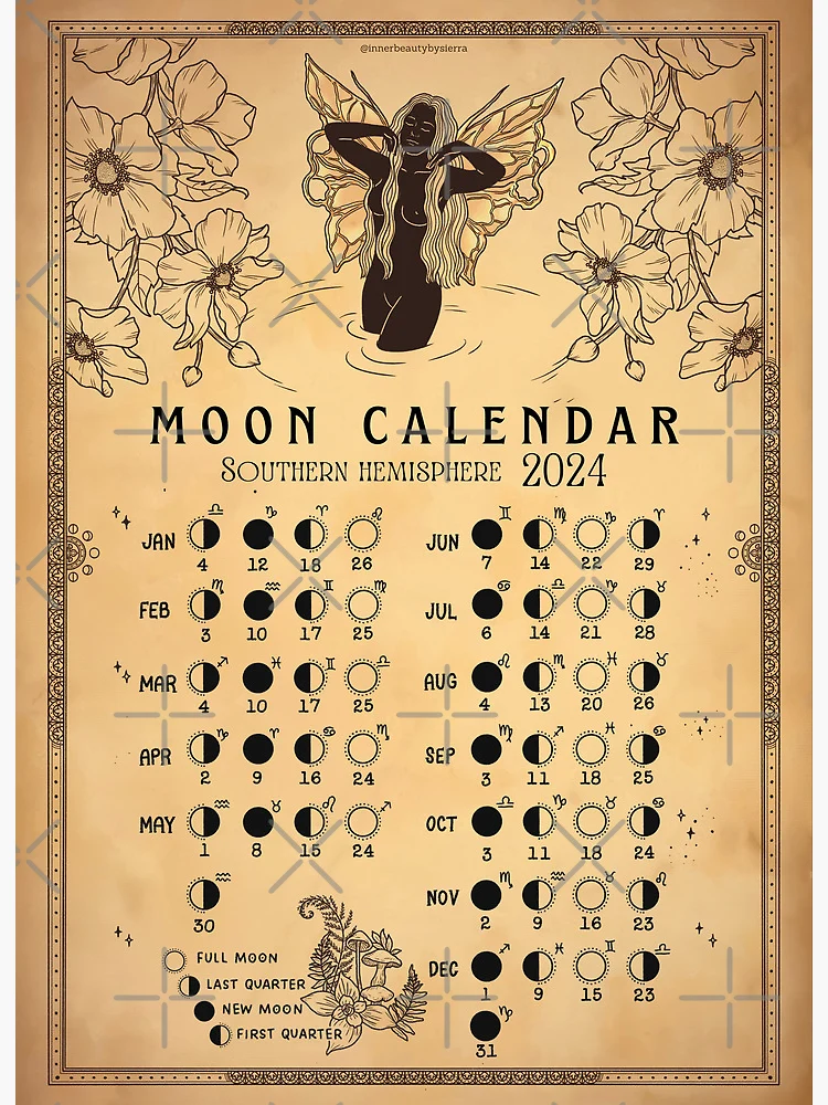 Calendario lunar 2024 // Póster DIN A3, A4 fases lunares, astrología,  calendario de pared, calendario de citas, planificador anual, boho, diario,  decoración, salón -  México